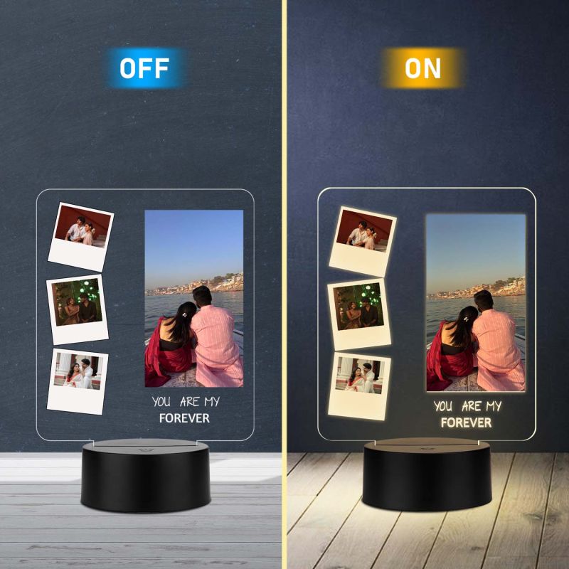 You are My Forever Quote Personalized with Photos Acrylic UV Printed Lamp with Warm White Light Gift for Anniversary, Valentines Day, Birthday